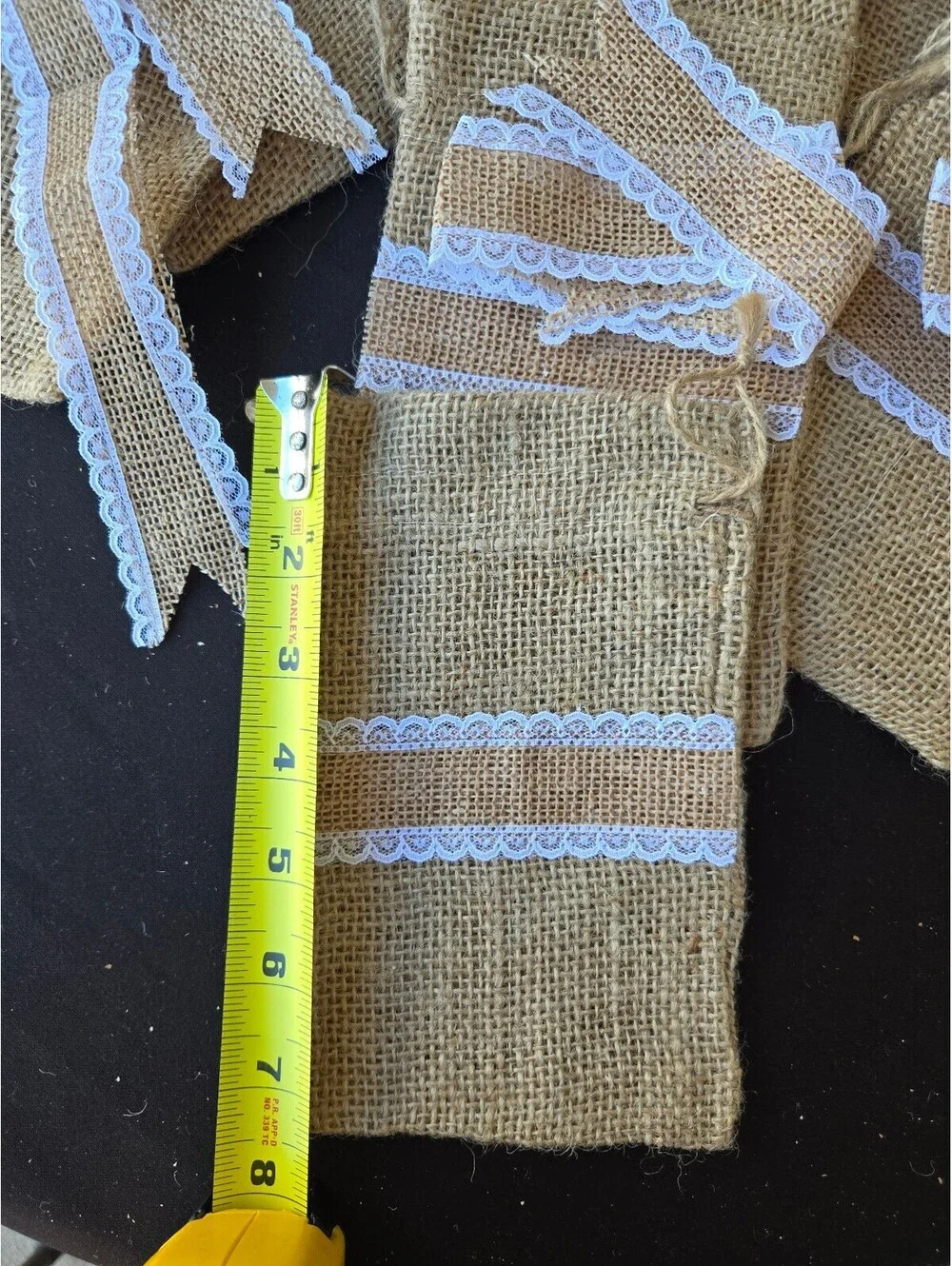 Rustic Burlap Drawstring Gift Bags with Lace Ribbon Wedding Favor Lot